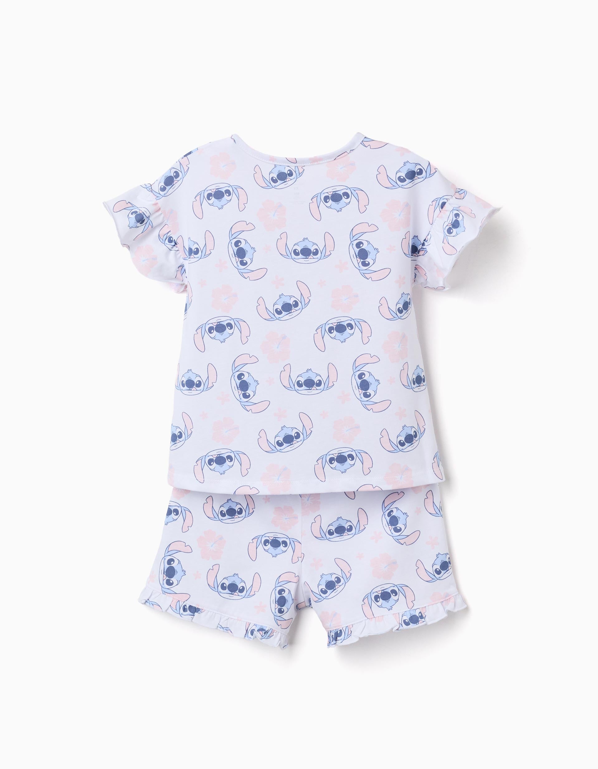 Pyjama court en coton avec motif Stitch pour fille, blanc