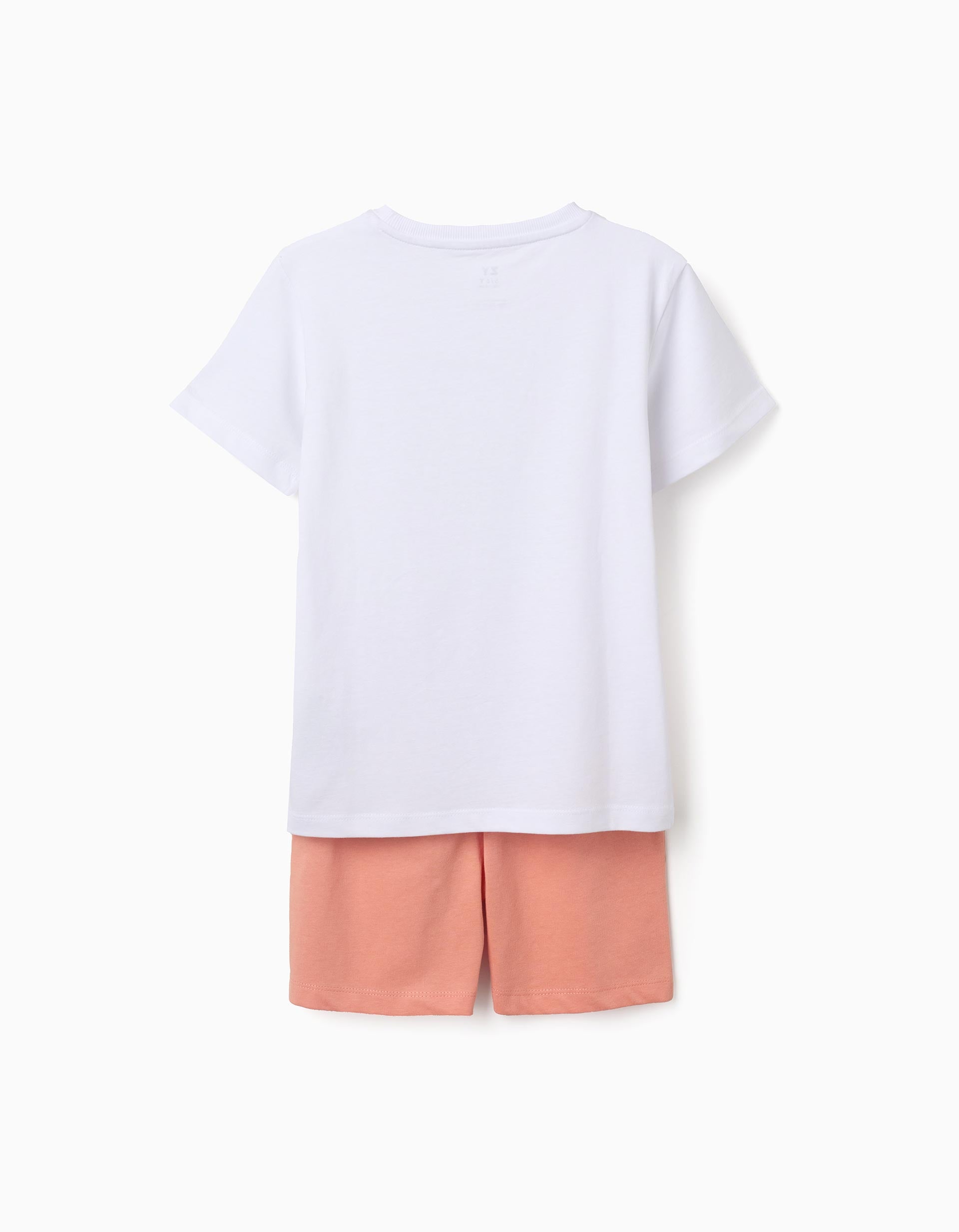 Pijama de algodão com crocodilo estampado para menino, branco/laranja