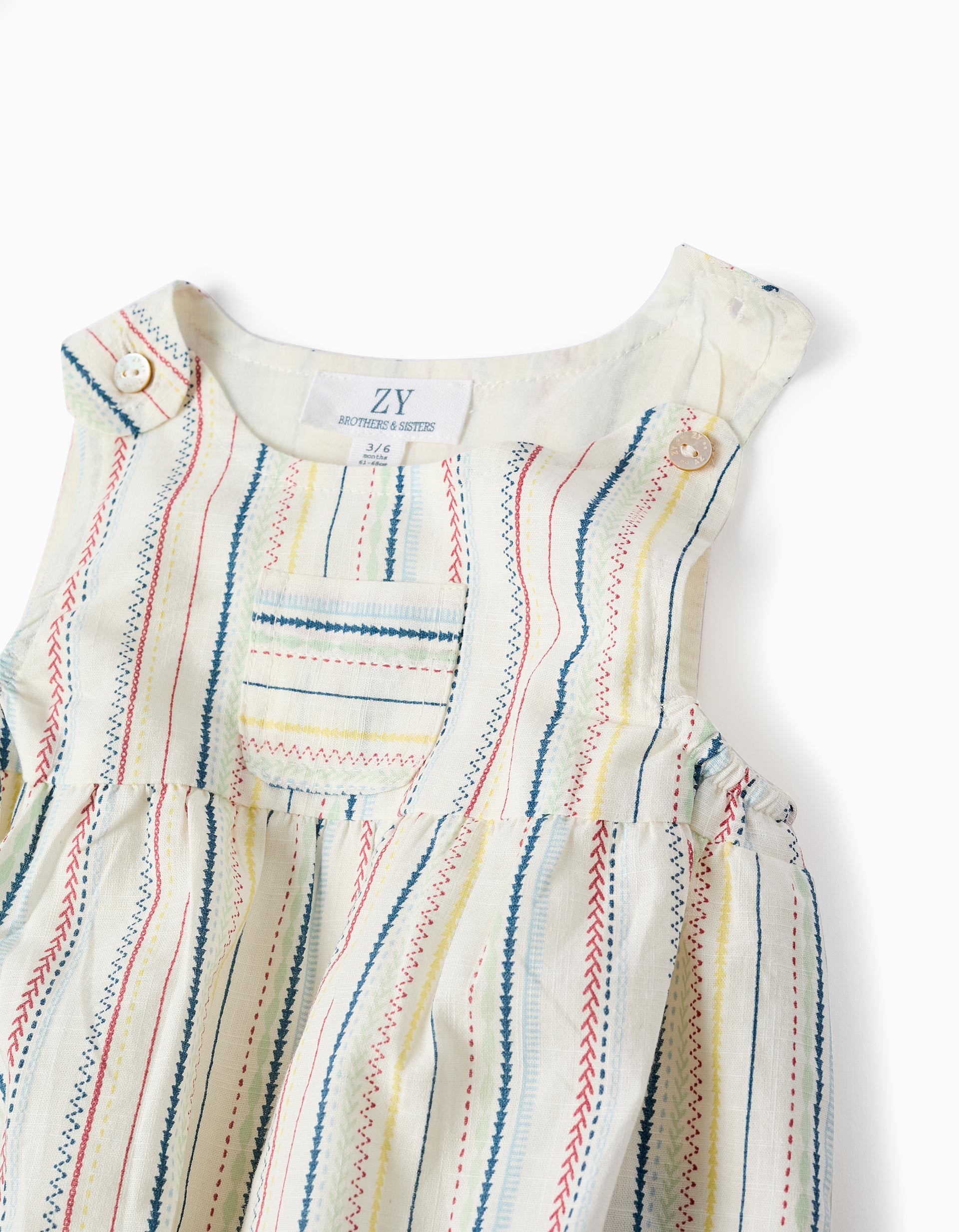 Fofo de algodão com riscas étnicas B&S para recém-nascidos, multicolor
