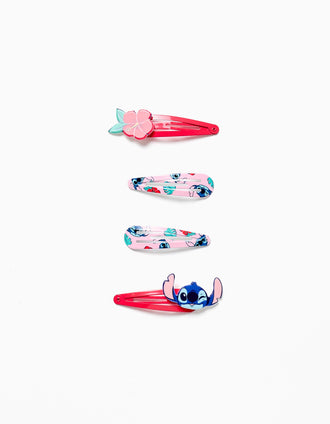 Pack de 4 ganchos de cabelo com o Stitch para bebé e menina, rosa