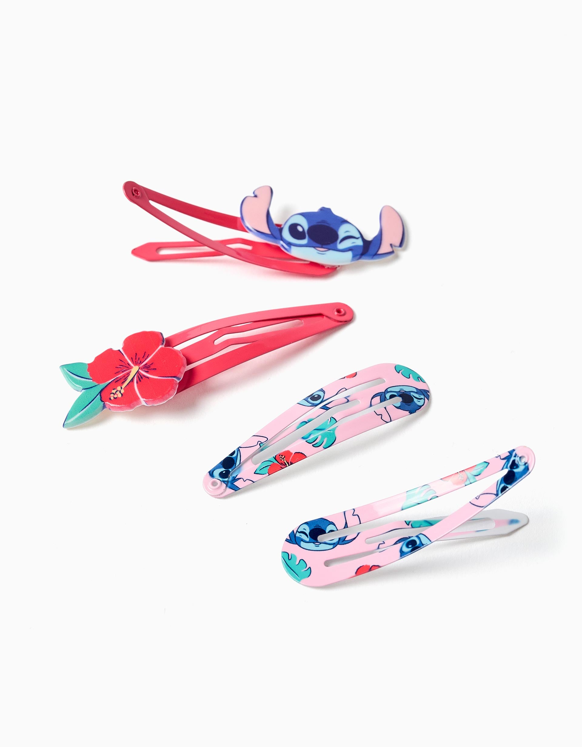 Pack of 4 Stitch hair clips for babies and girls, pink