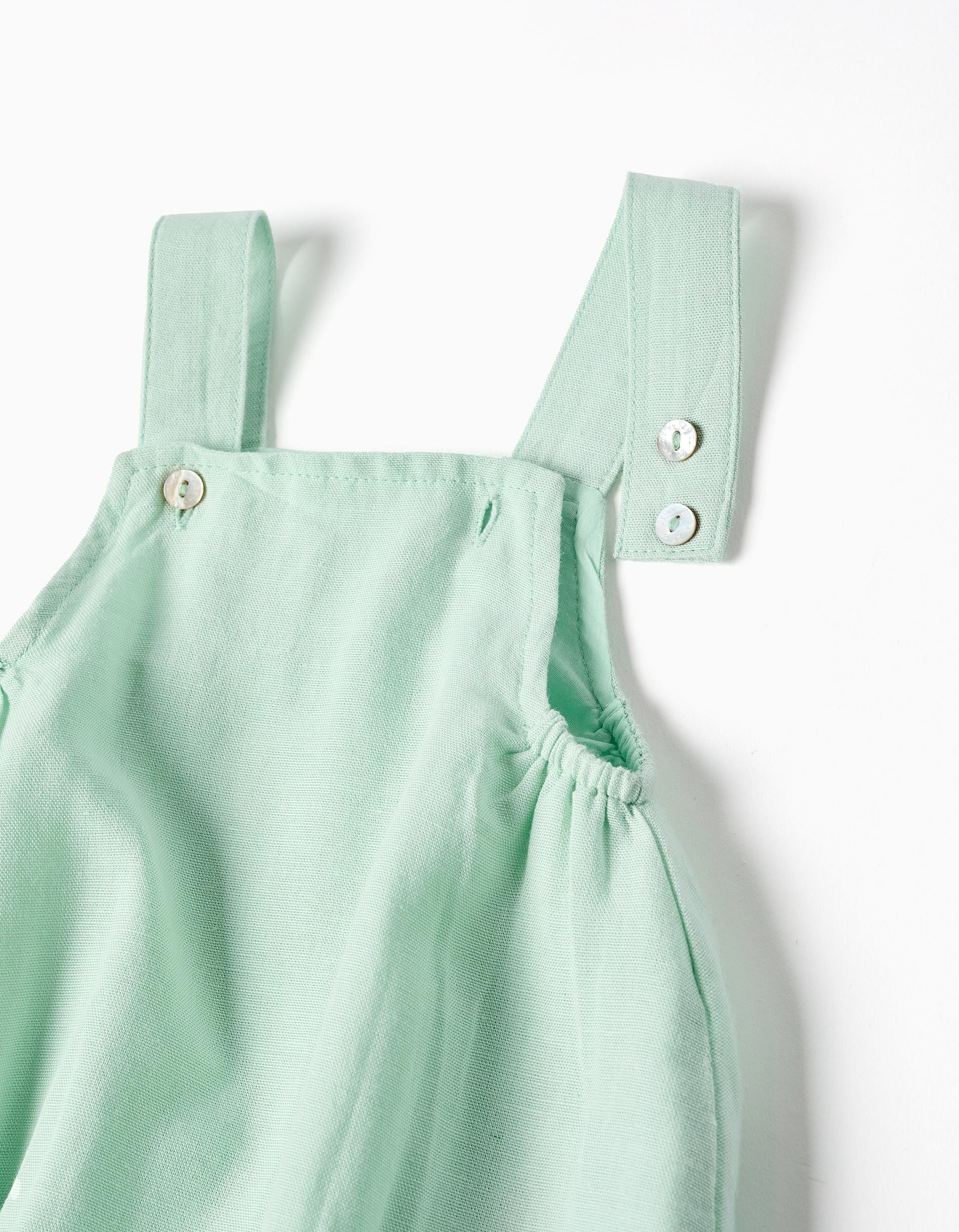 Body com folhos + fofo para recém-nascida, branco/verde-claro