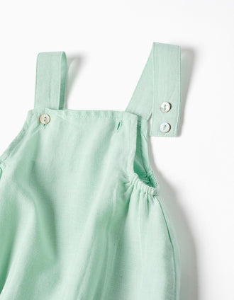 Body com folhos + fofo para recém-nascida, branco/verde-claro