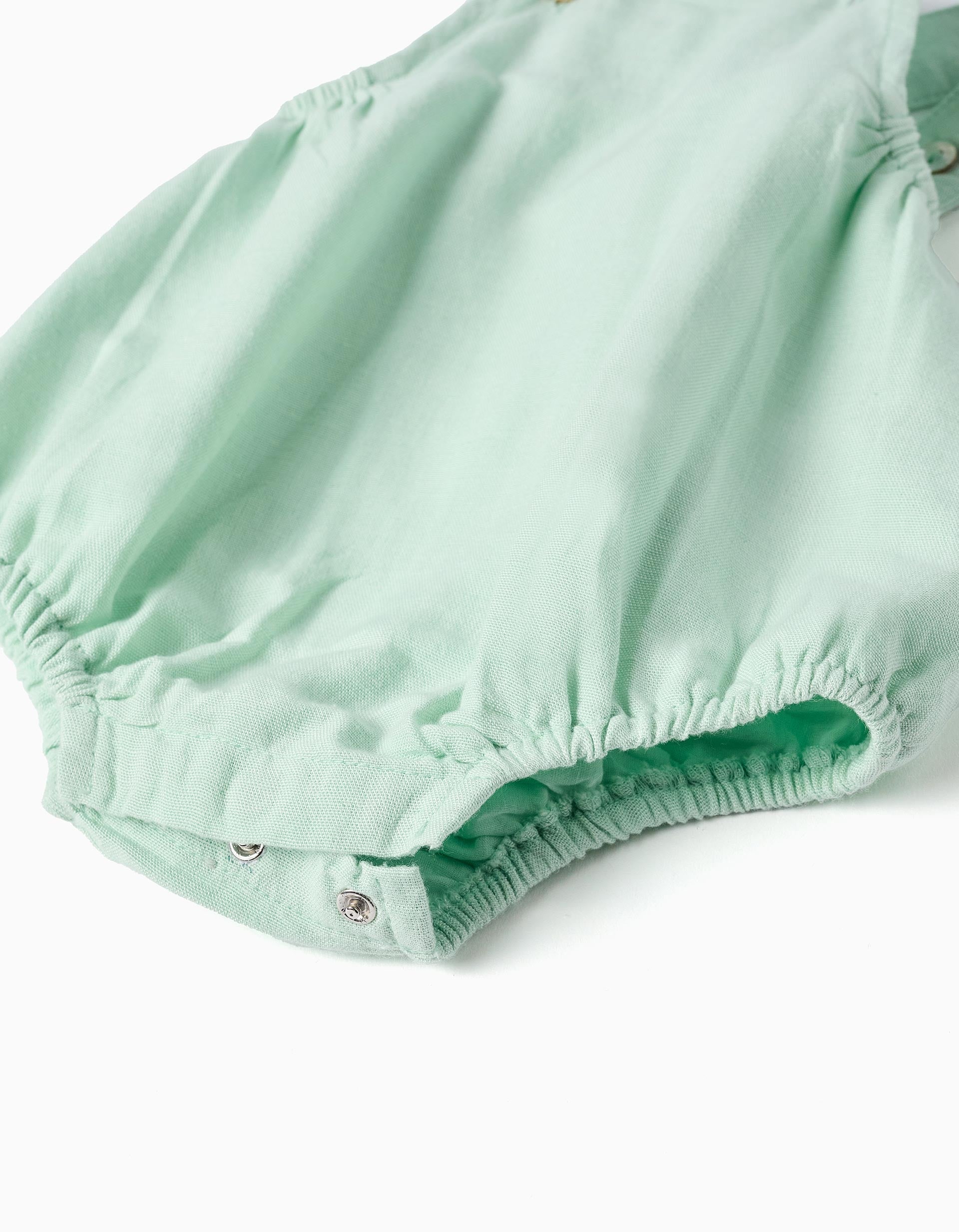 Body com folhos + fofo para recém-nascida, branco/verde-claro