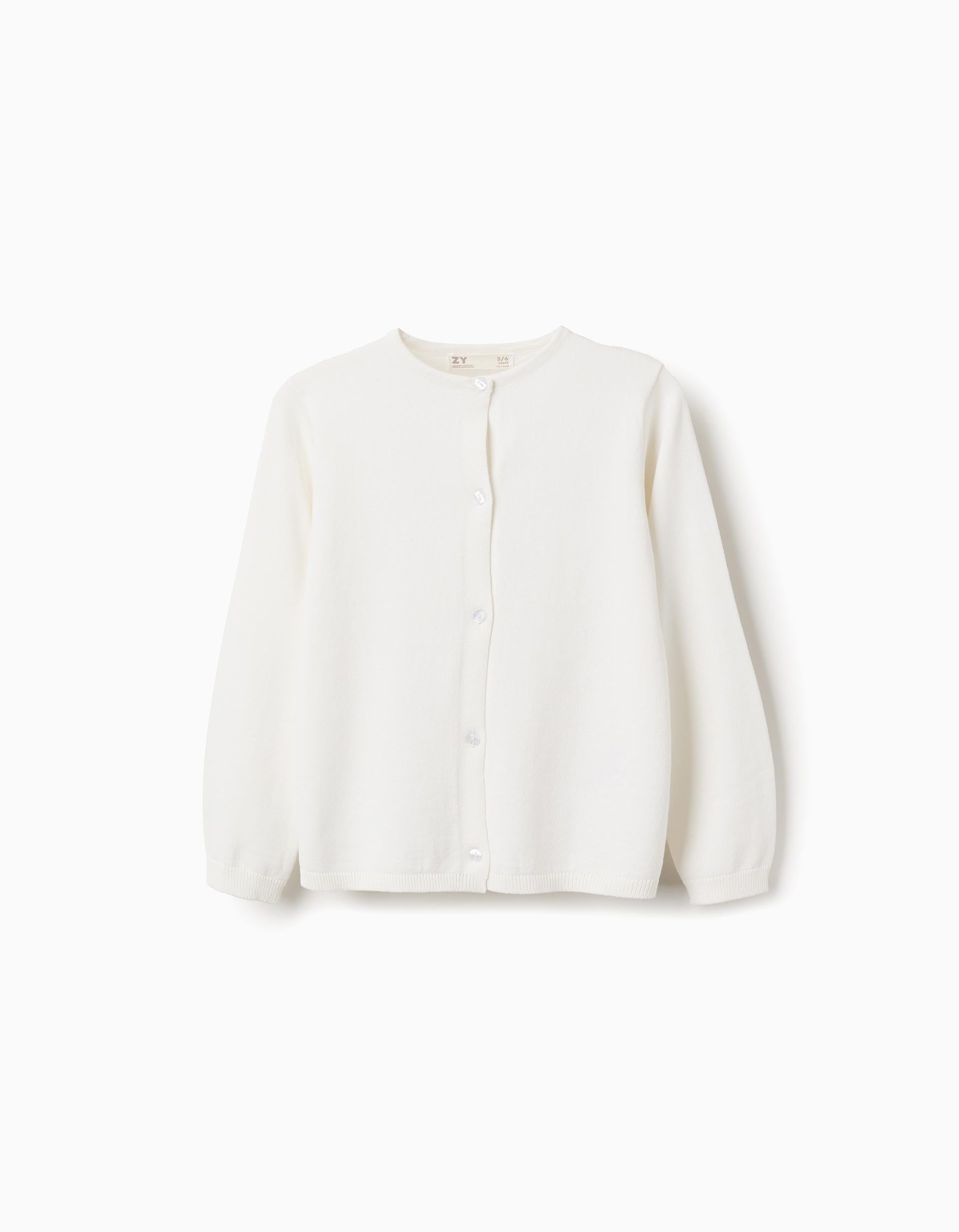 Gilet en maille à col rond pour fille, blanc