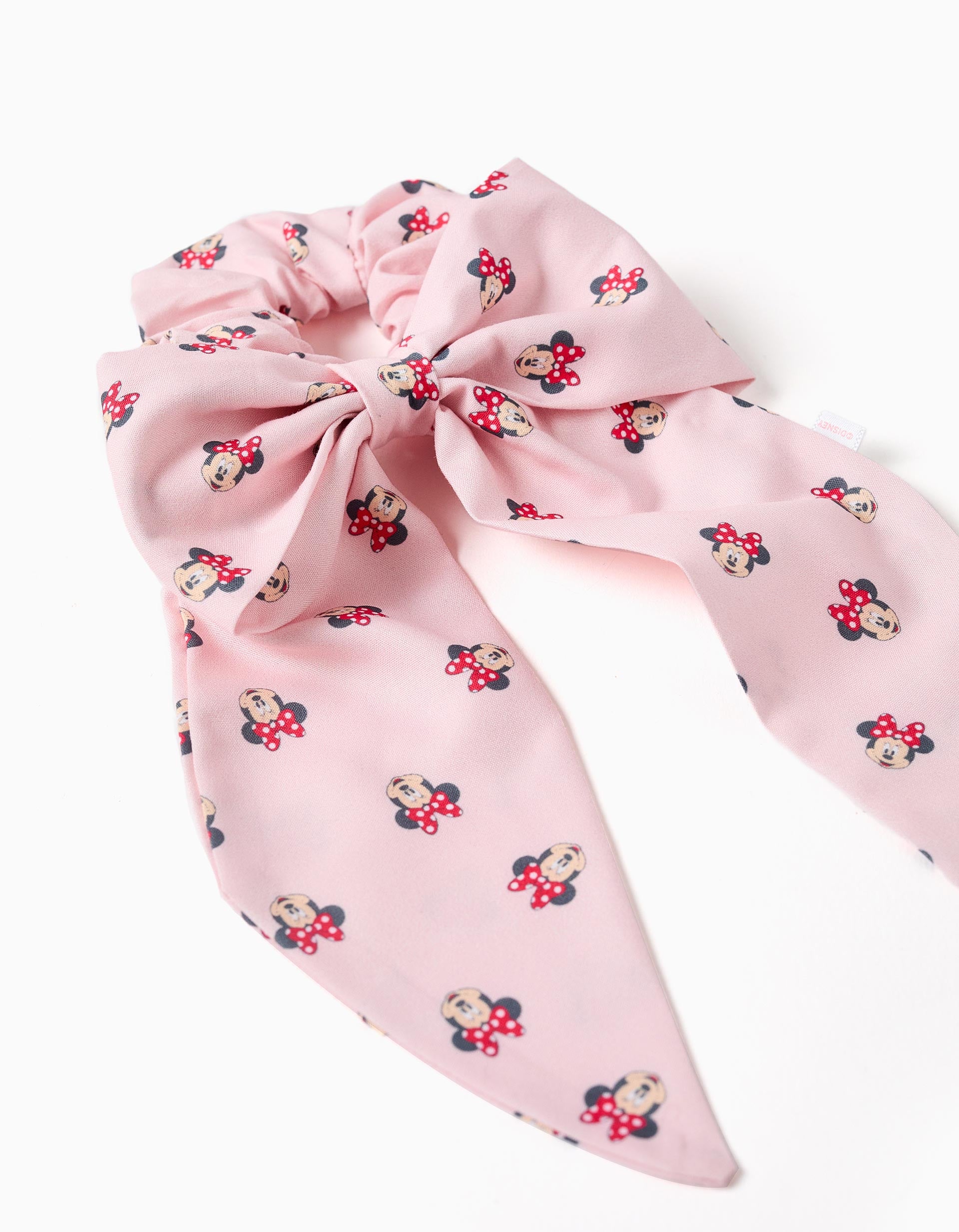 Scrunchie with bow and Minnie motif for babies and for girls, pink