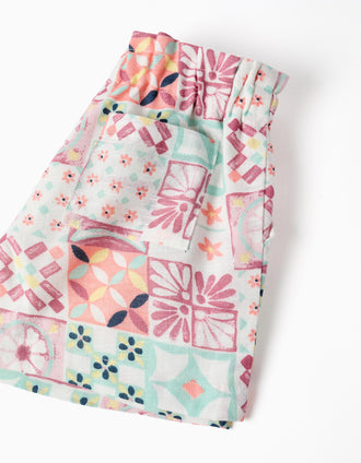 Short en coton avec motif mosaïque pour bébé fille, multicolore