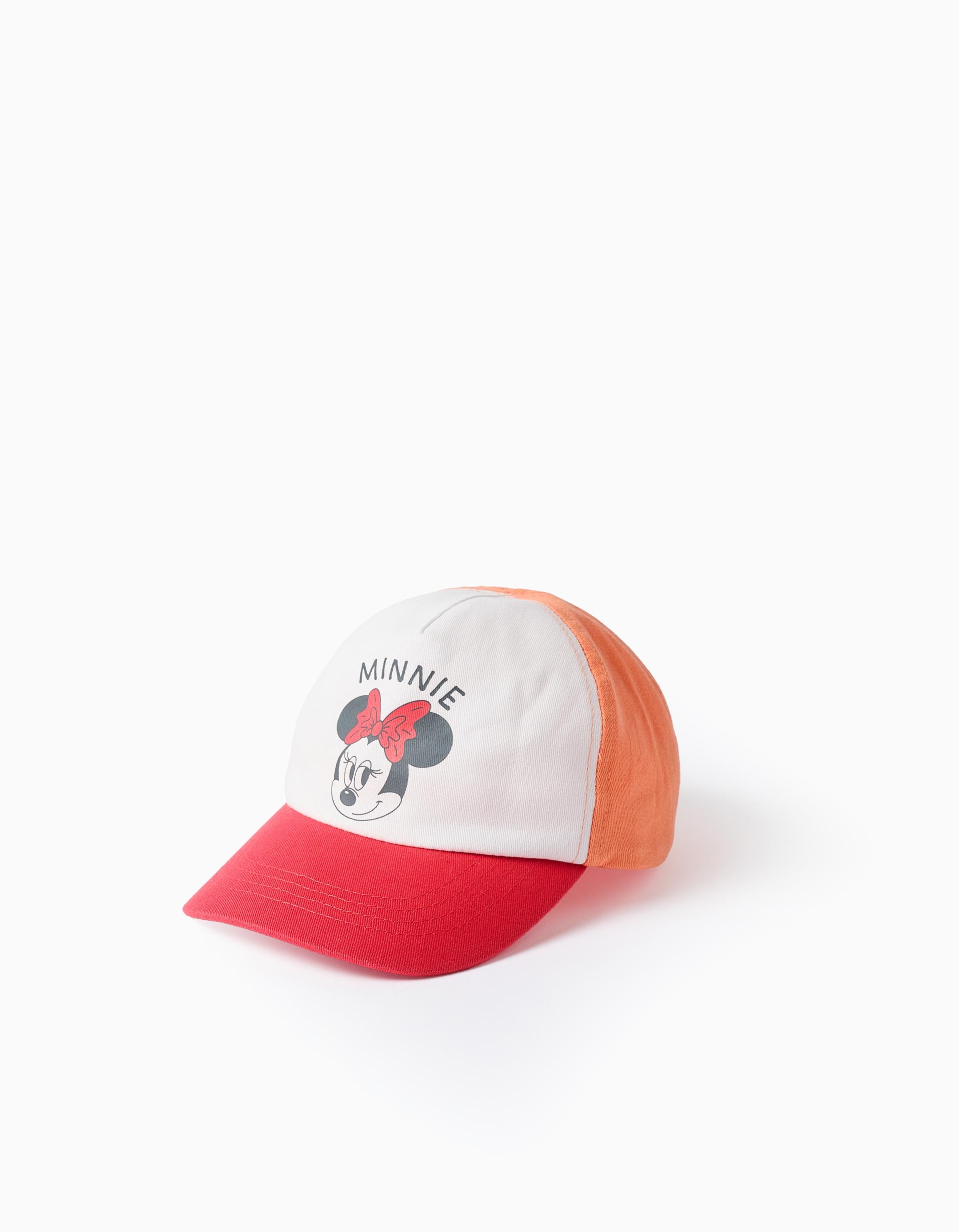 Gorra de sarga con estampado Minnie para bebé y niña, blanco/rojo/naranja