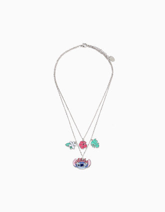 Collier avec pendentifs Stitch pour fille, argent