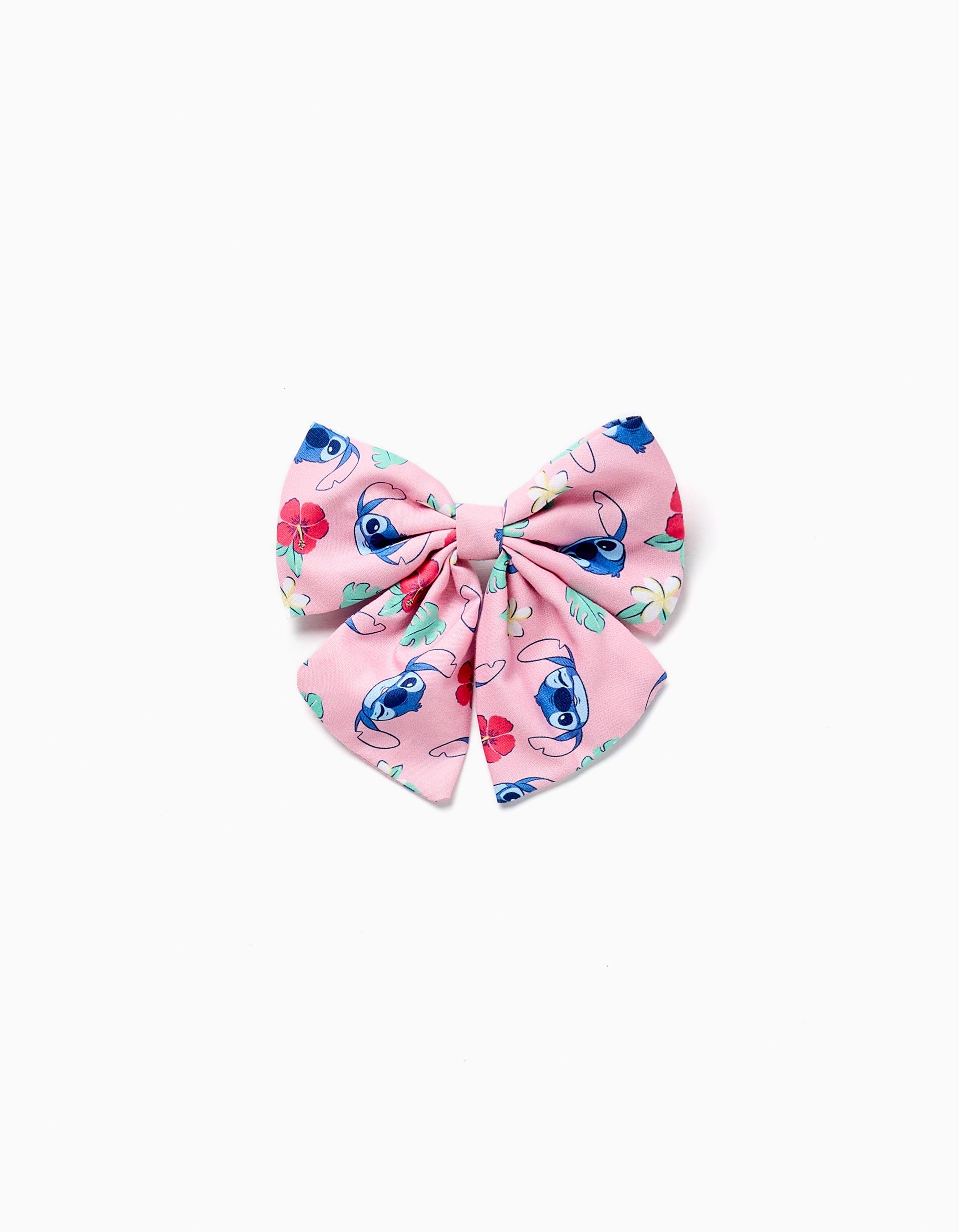 Hair slide with bow and Stitch motif for babies and girls, pink