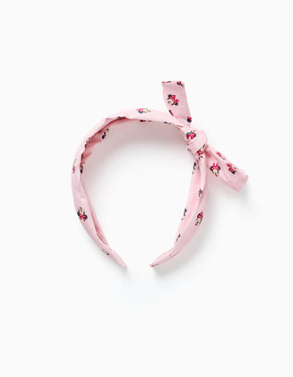 Bandolete com laço e motivo Minnie para menina, rosa-claro