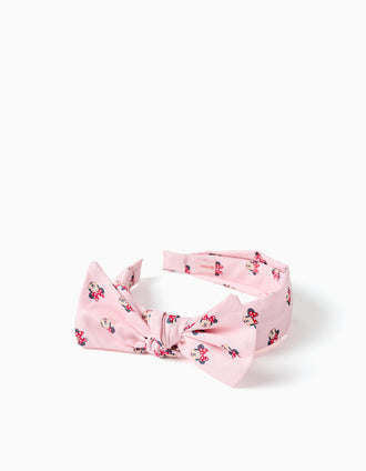 Bandolete com laço e motivo Minnie para menina, rosa-claro