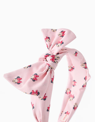 Bandolete com laço e motivo Minnie para menina, rosa-claro