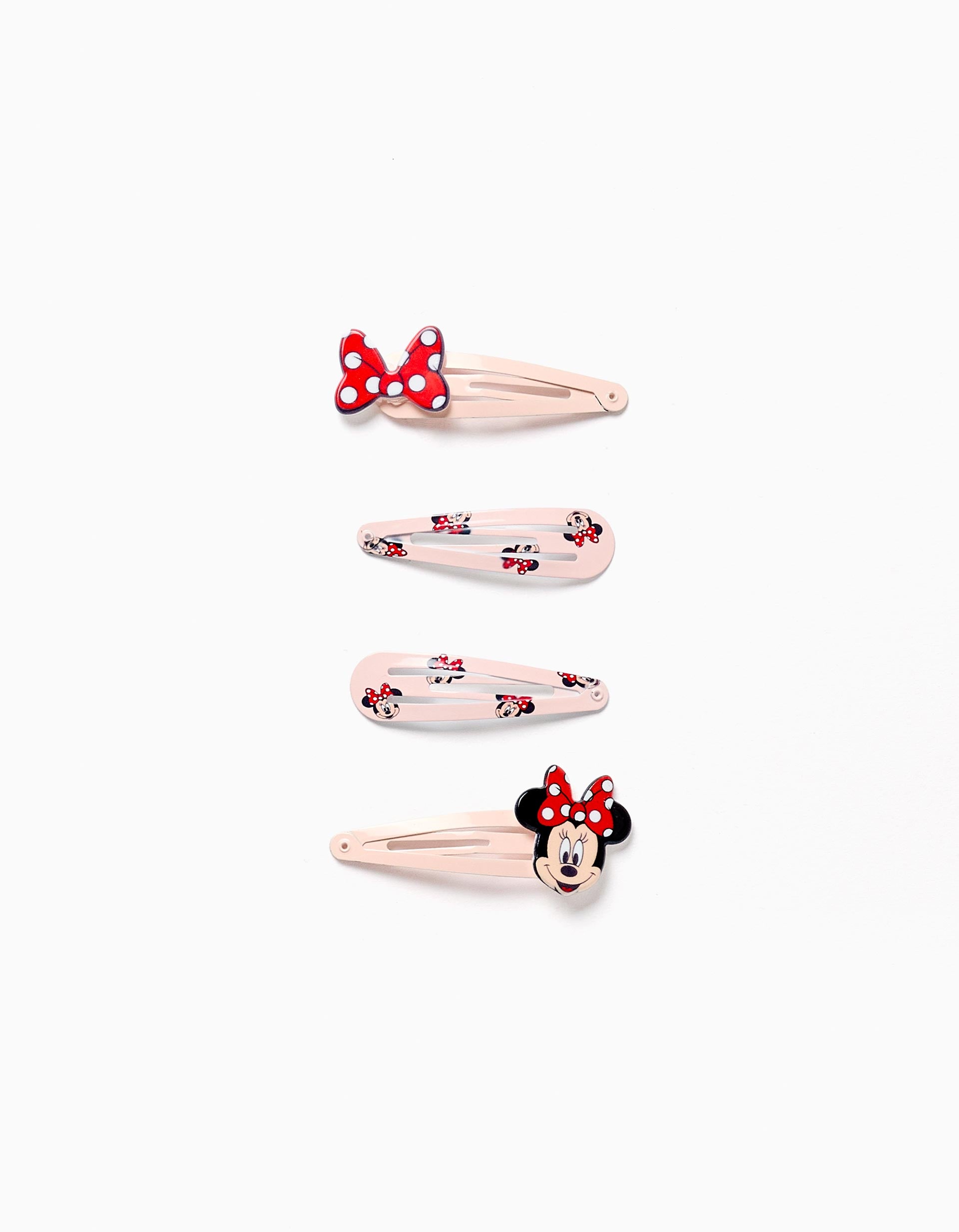 Pack of 4 Minnie hair clips for babies and girls, light pink