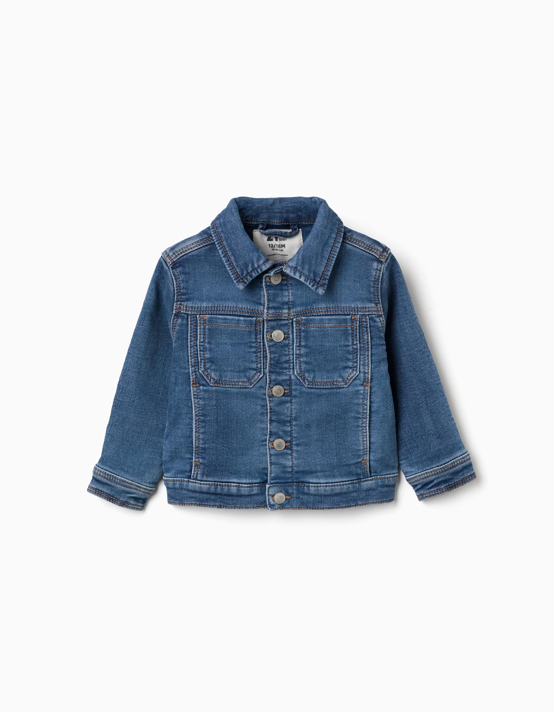Denim jacket with four pockets for baby boys, blue