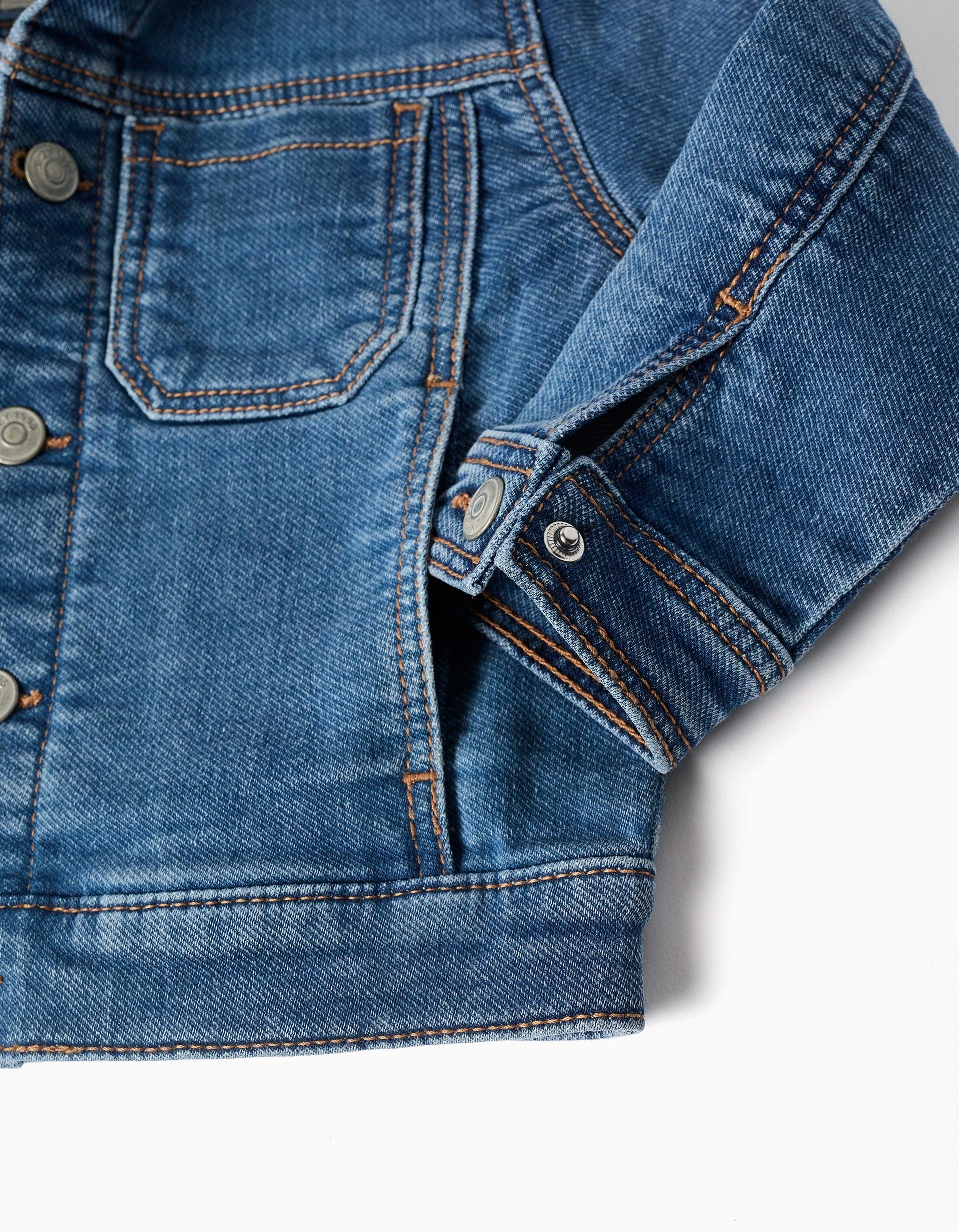 Denim jacket with four pockets for baby boys, blue