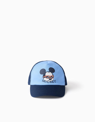 Boné de sarja com estampado do Mickey para bebé e menino, azul