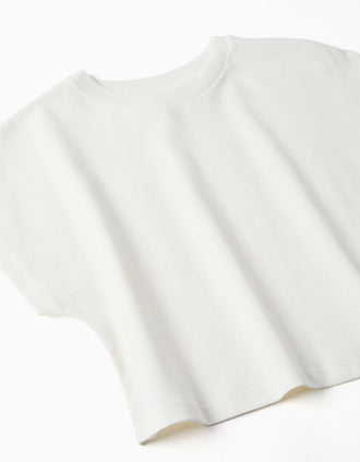 Cropped cotton T-shirt for girls, white