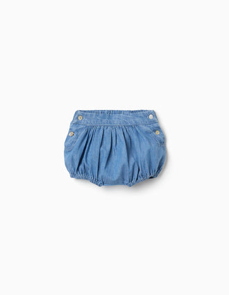 Denim shorts with elastic waistband and hems for newborns, blue