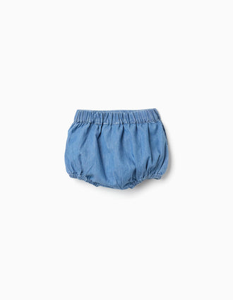 Denim shorts with elastic waistband and hems for newborns, blue
