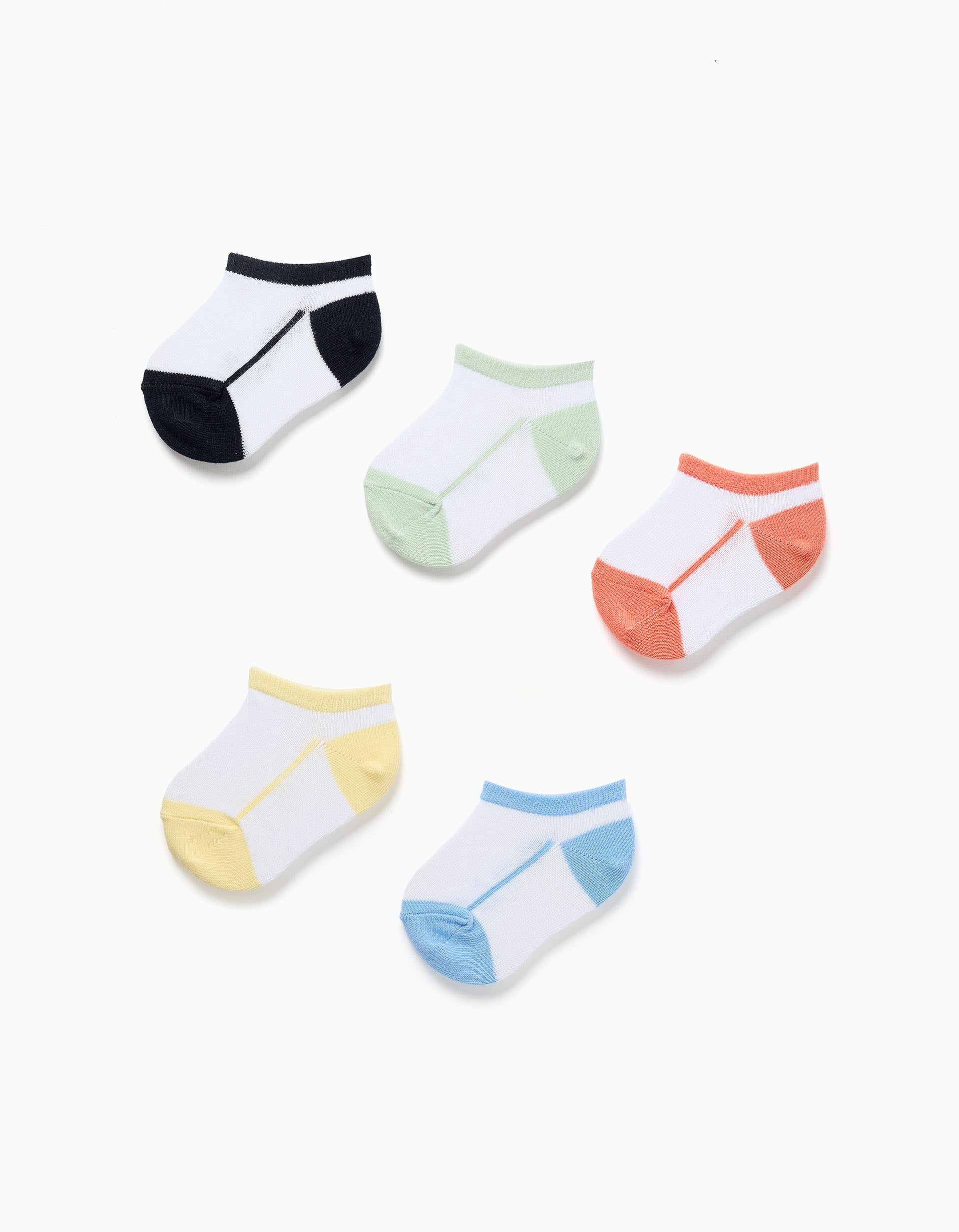5 pairs of ankle socks with contrasting details for babies, multicolour