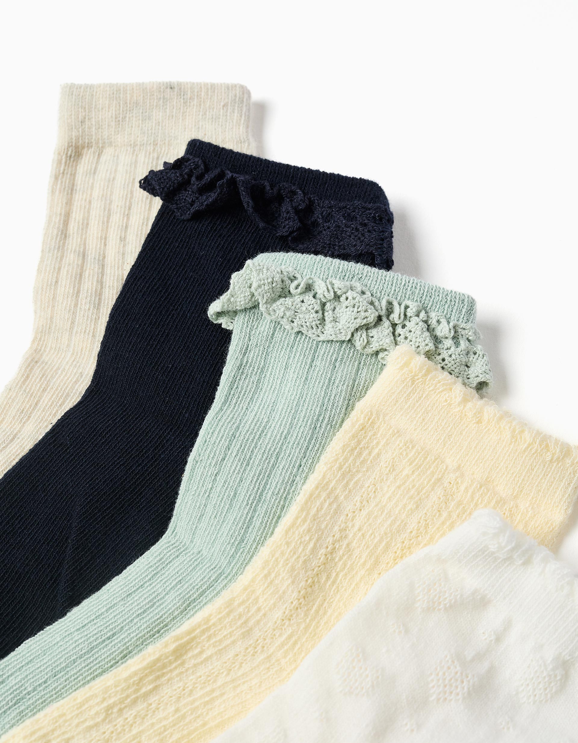 Lot de 5 paires de chaussettes variées pour fille, multicolore