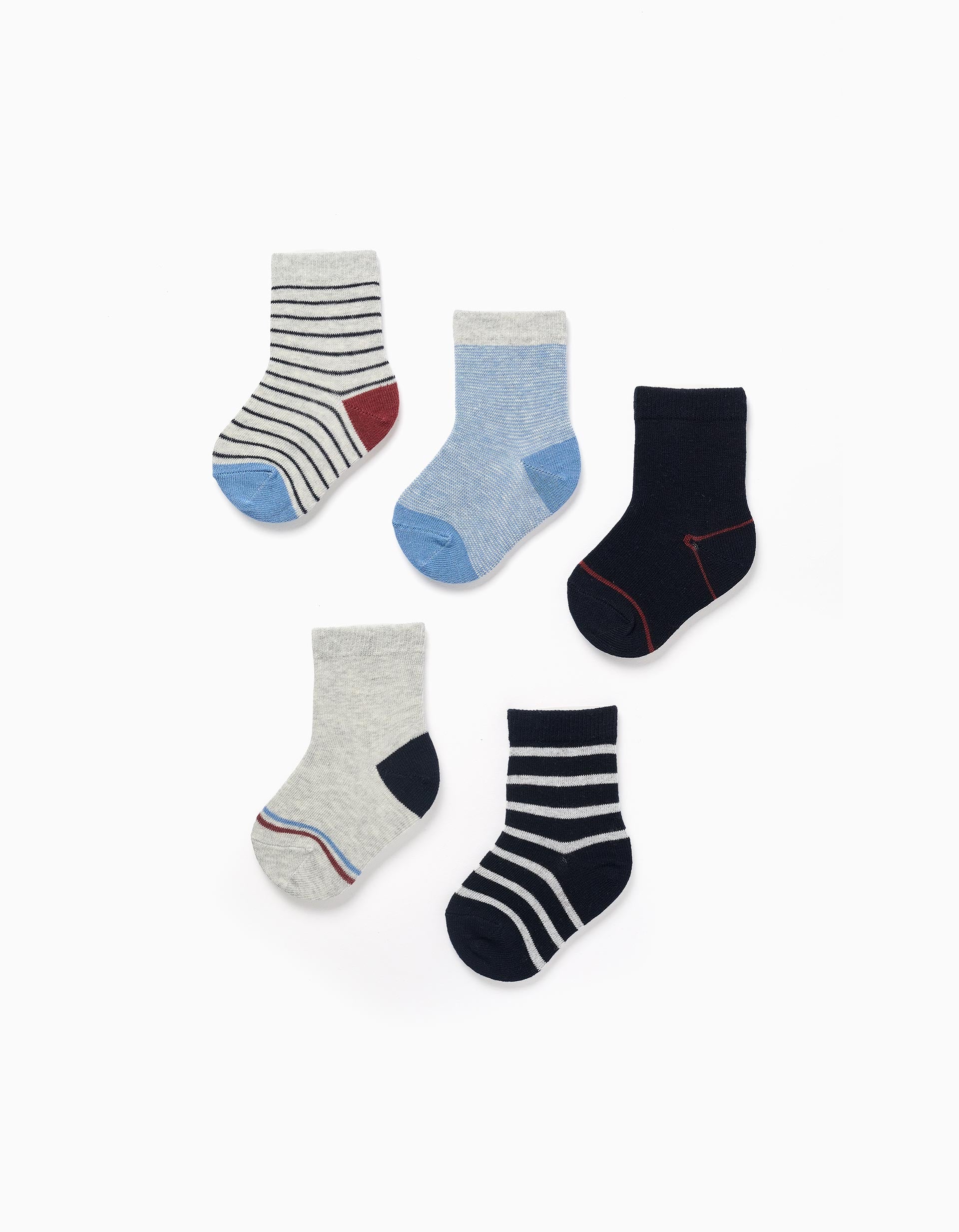 Lot de 5 paires de chaussettes à rayures pour bébé garçon, multicolore