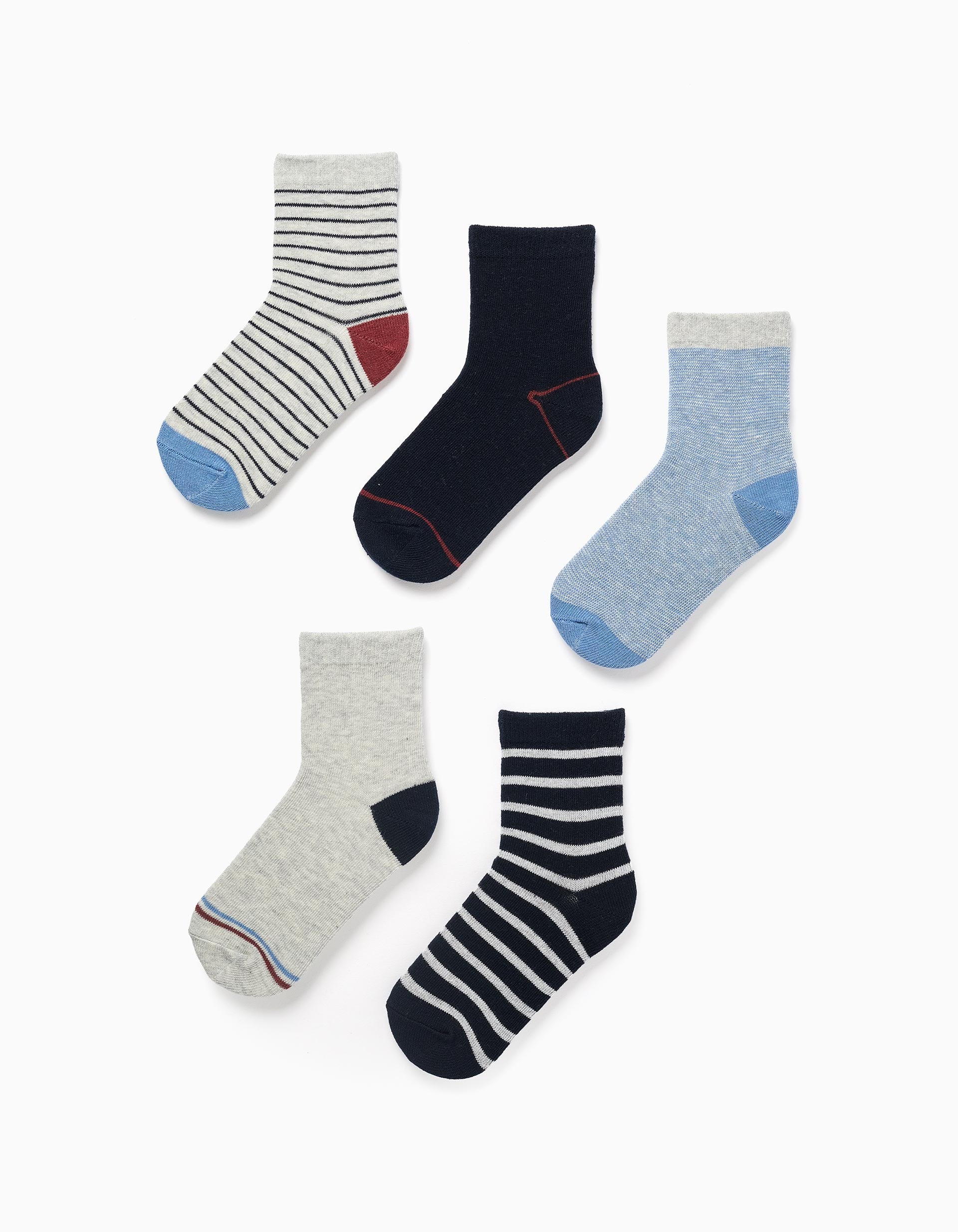 Lot de 5 paires de chaussettes à rayures pour garçon, multicolore