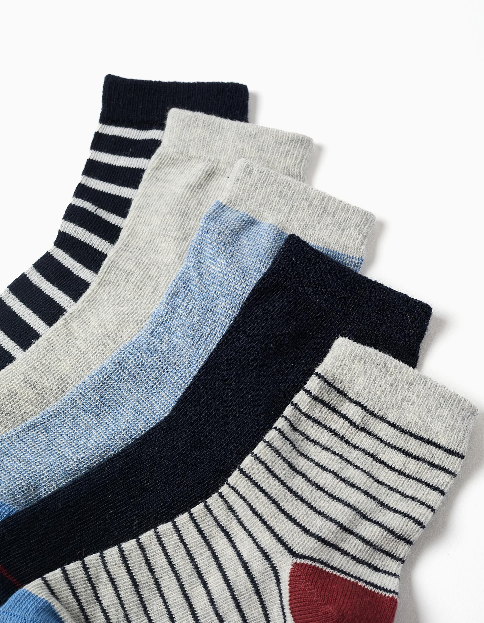 Lot de 5 paires de chaussettes à rayures pour garçon, multicolore