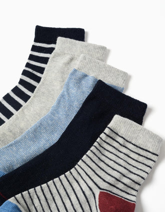 Lot de 5 paires de chaussettes à rayures pour garçon, multicolore