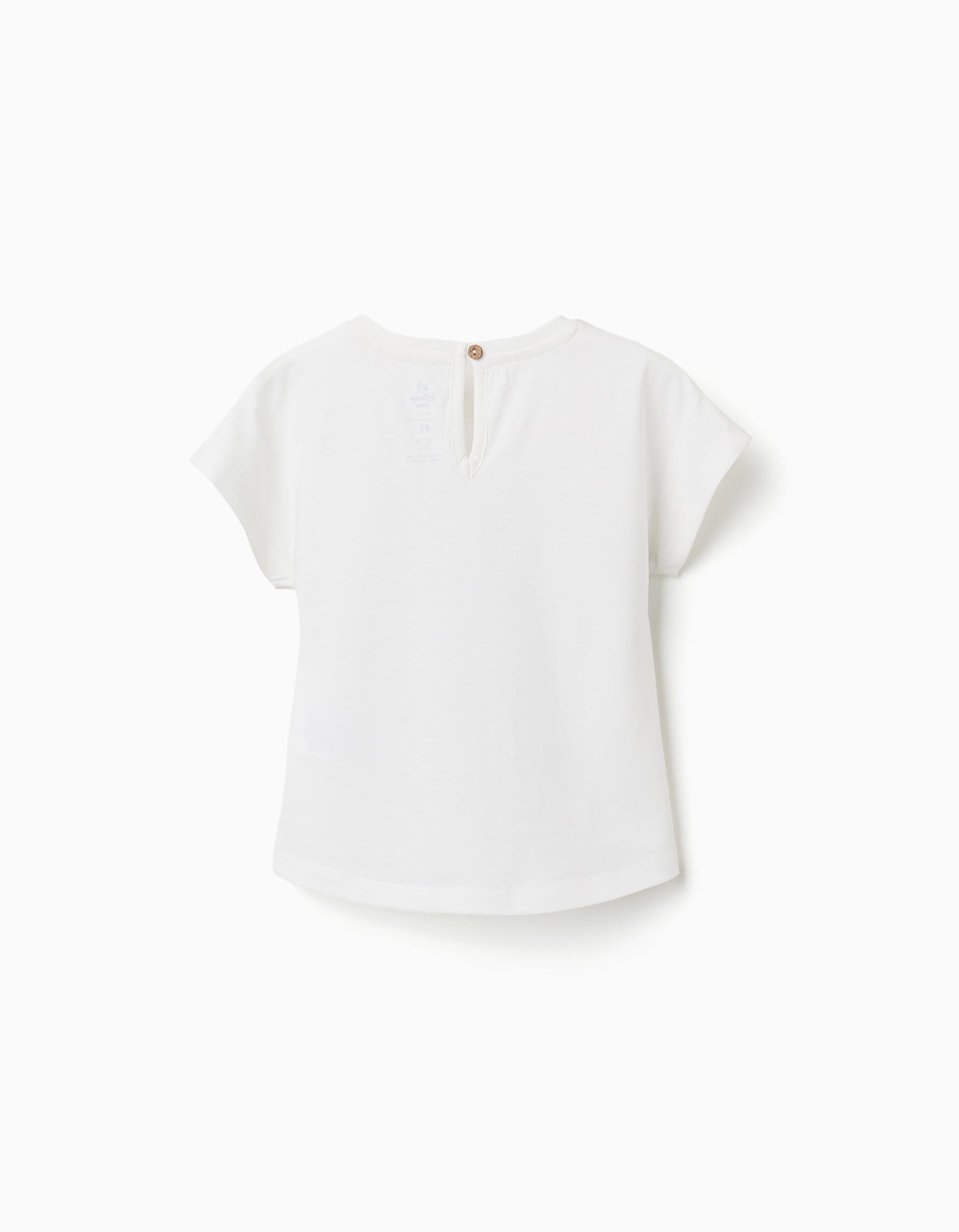 Camiseta de algodón con estampado Stitch y Scrump para bebé niña, blanco