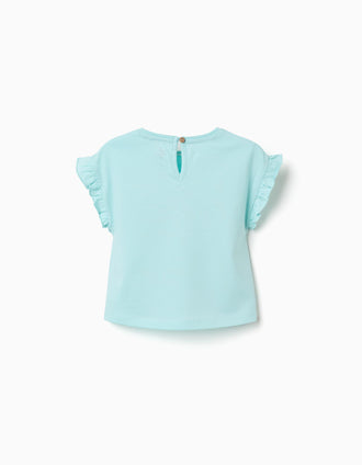 Camiseta de algodón con estampado de Stitch para bebé niña, azul claro