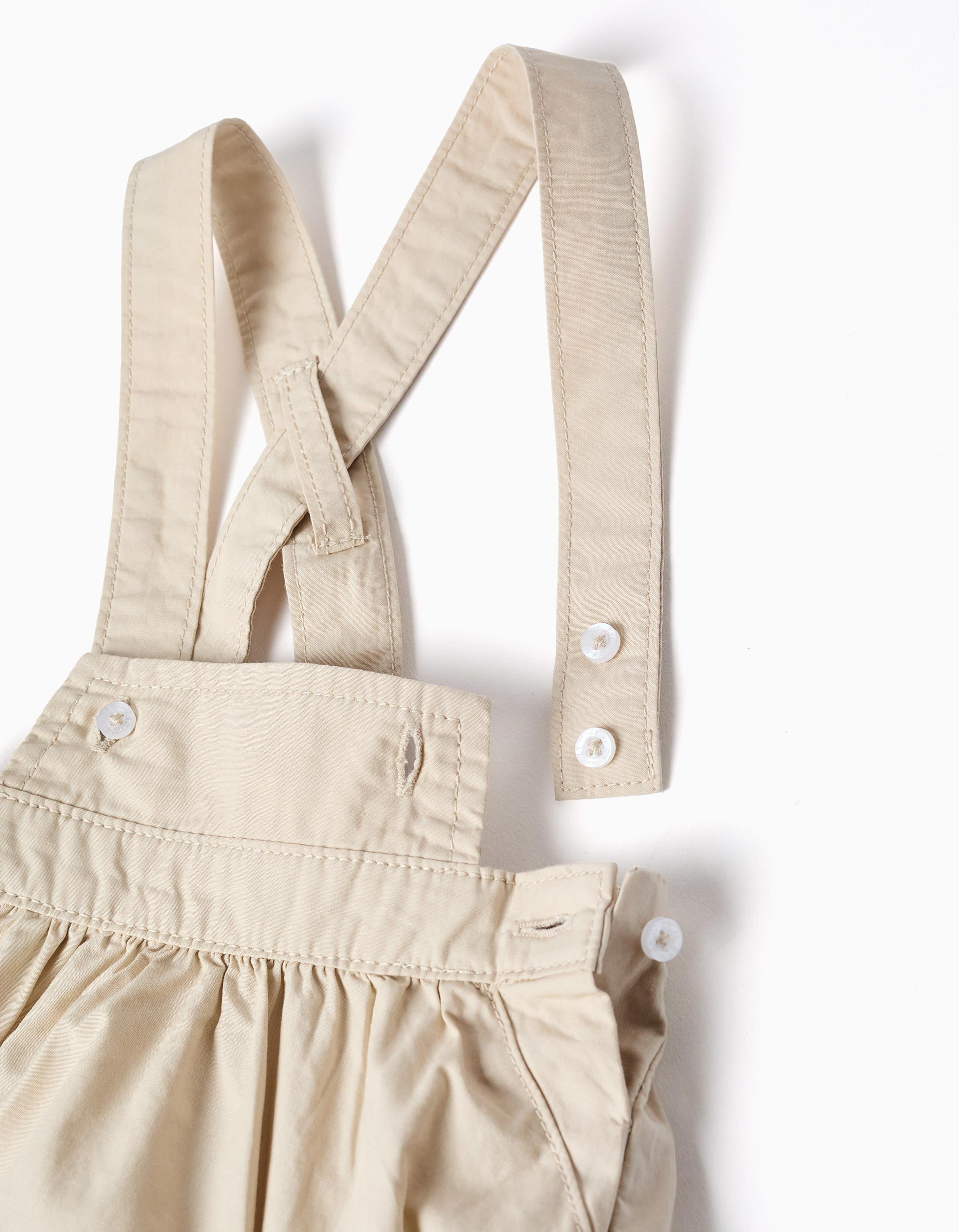 Conjunto de body e macacão de algodão para recém-nascido, branco/bege