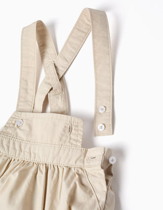 Conjunto de body e macacão de algodão para recém-nascido, branco/bege