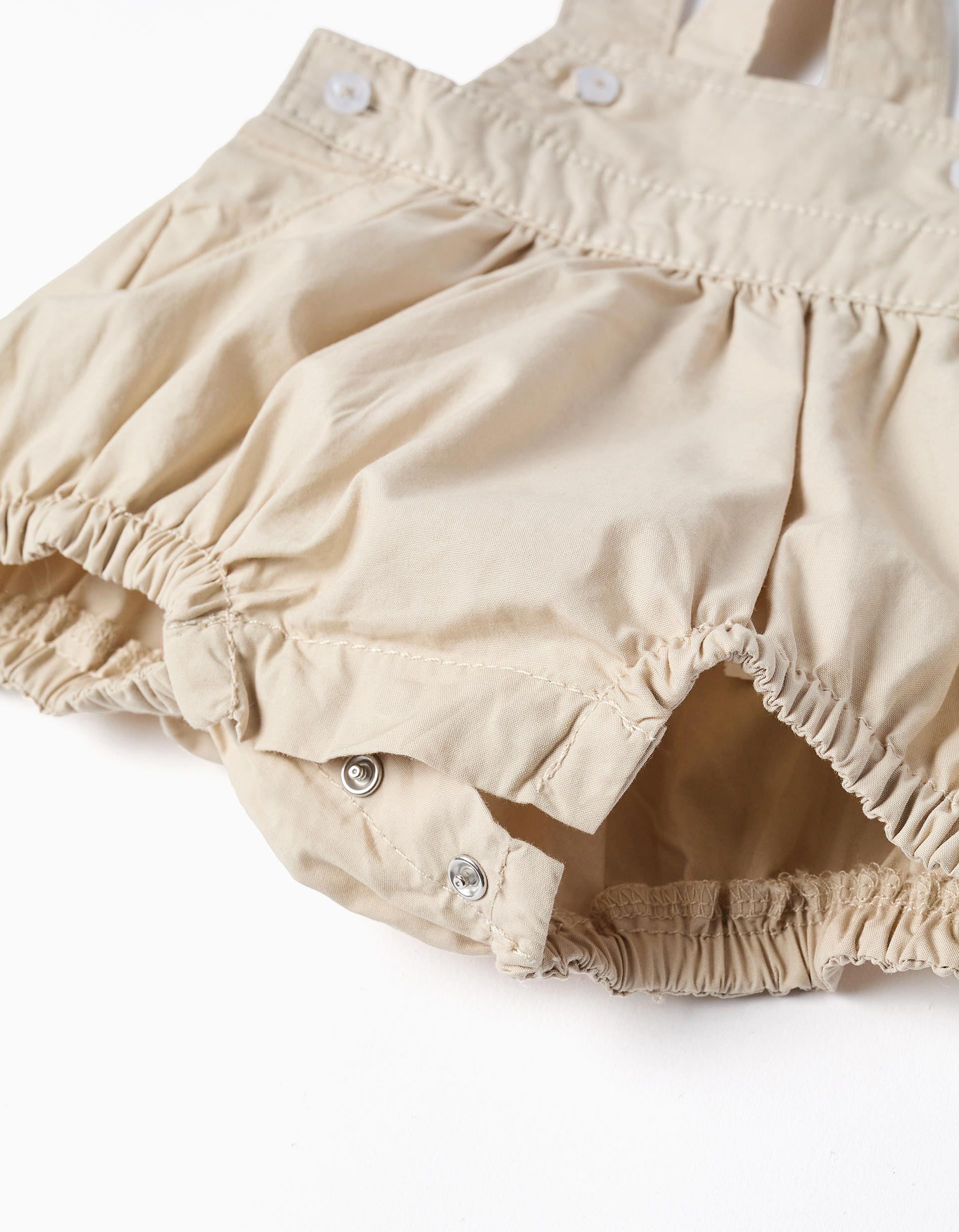Conjunto de body e macacão de algodão para recém-nascido, branco/bege