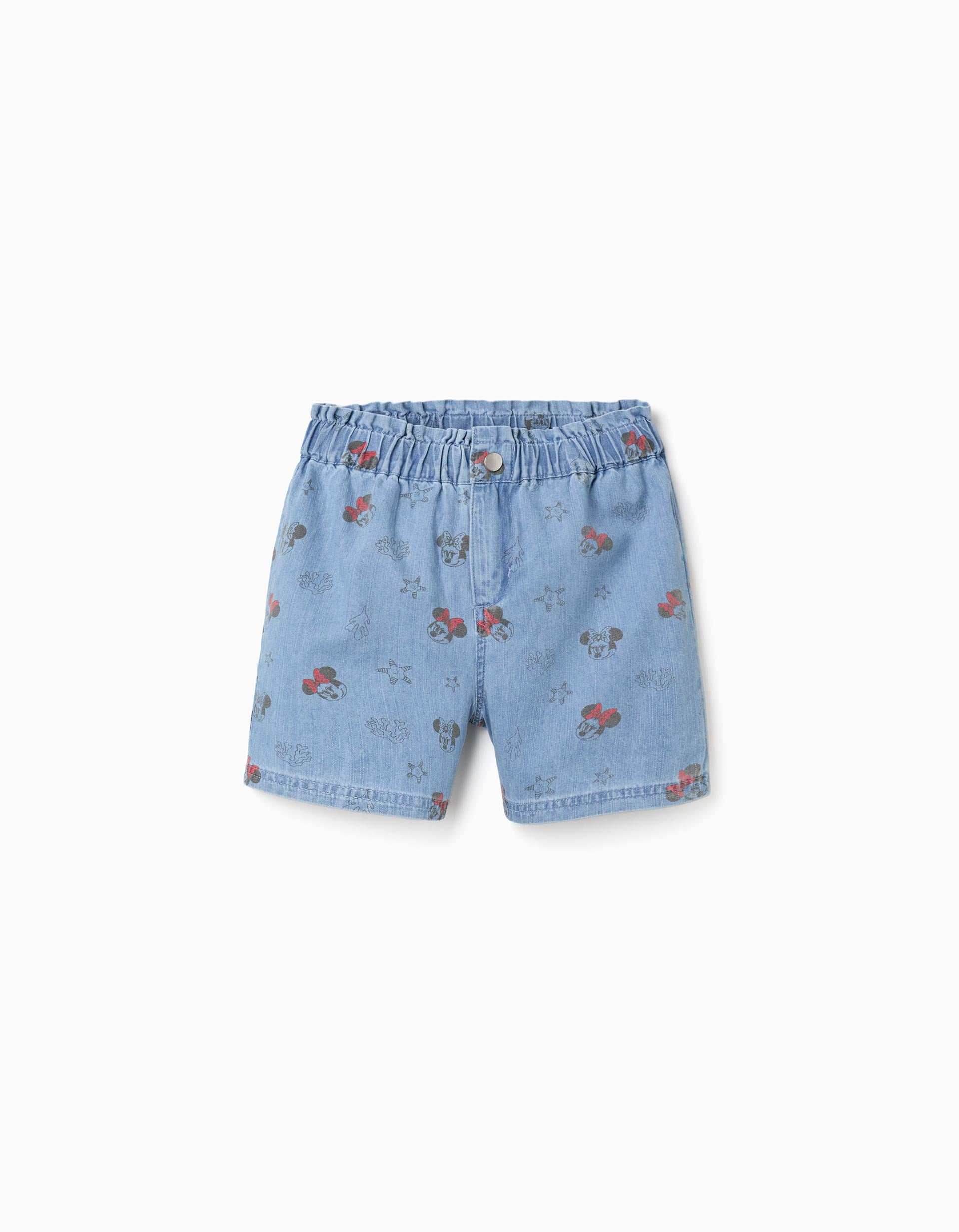 Calções de ganga com motivo Minnie para menina, azul-claro