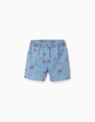 Calções de ganga com motivo Minnie para menina, azul-claro