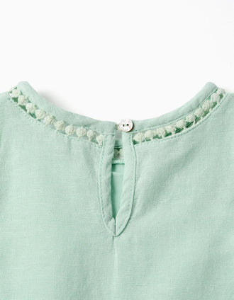 Blouse sans manches en coton et lin pour bébé fille, vert clair