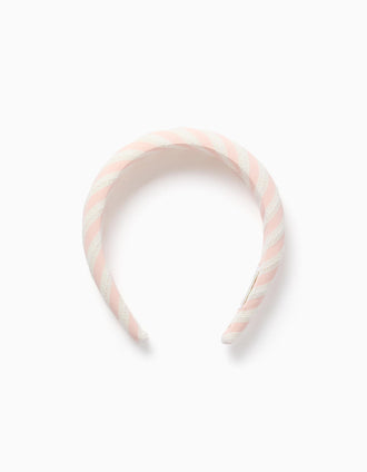 Bandolete acolchoada às riscas para menina, rosa-claro/branco