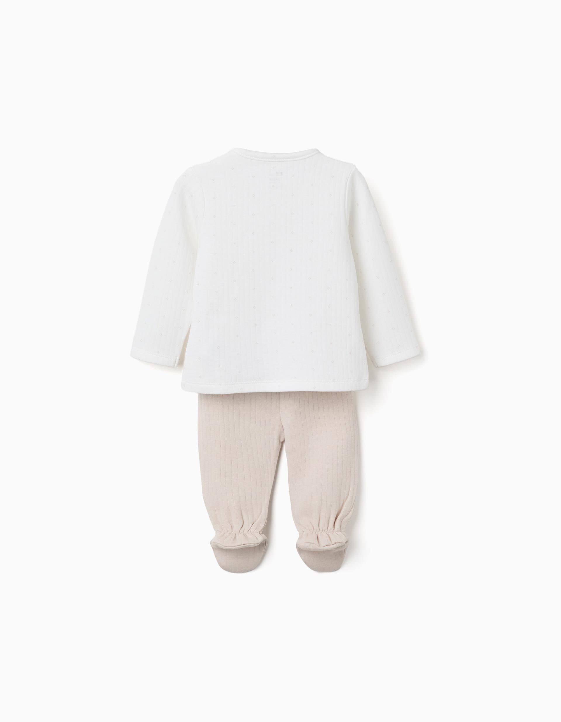 Pijama de algodón acolchado para recién nacidos y bebés, blanco/beige