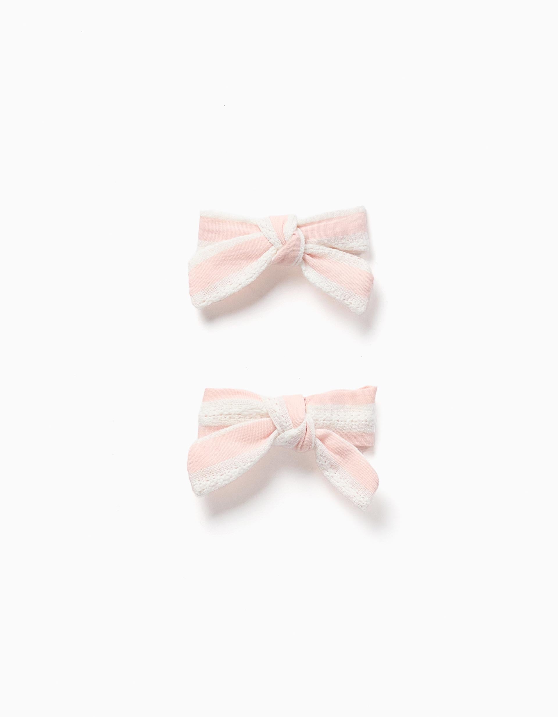Lot de 2 pinces à cheveux avec nœud rayé pour bébé et fille, rose/blanc