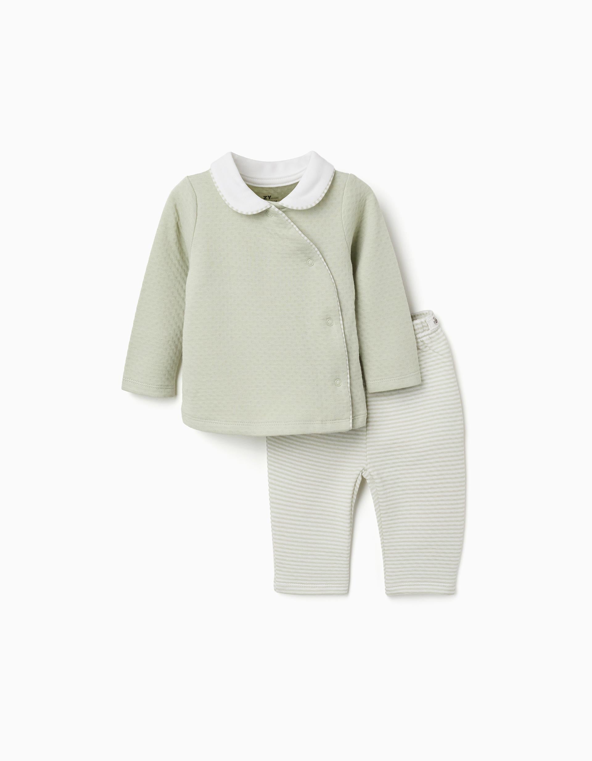 Pijama de algodón acolchado para recién nacido y bebé, verde