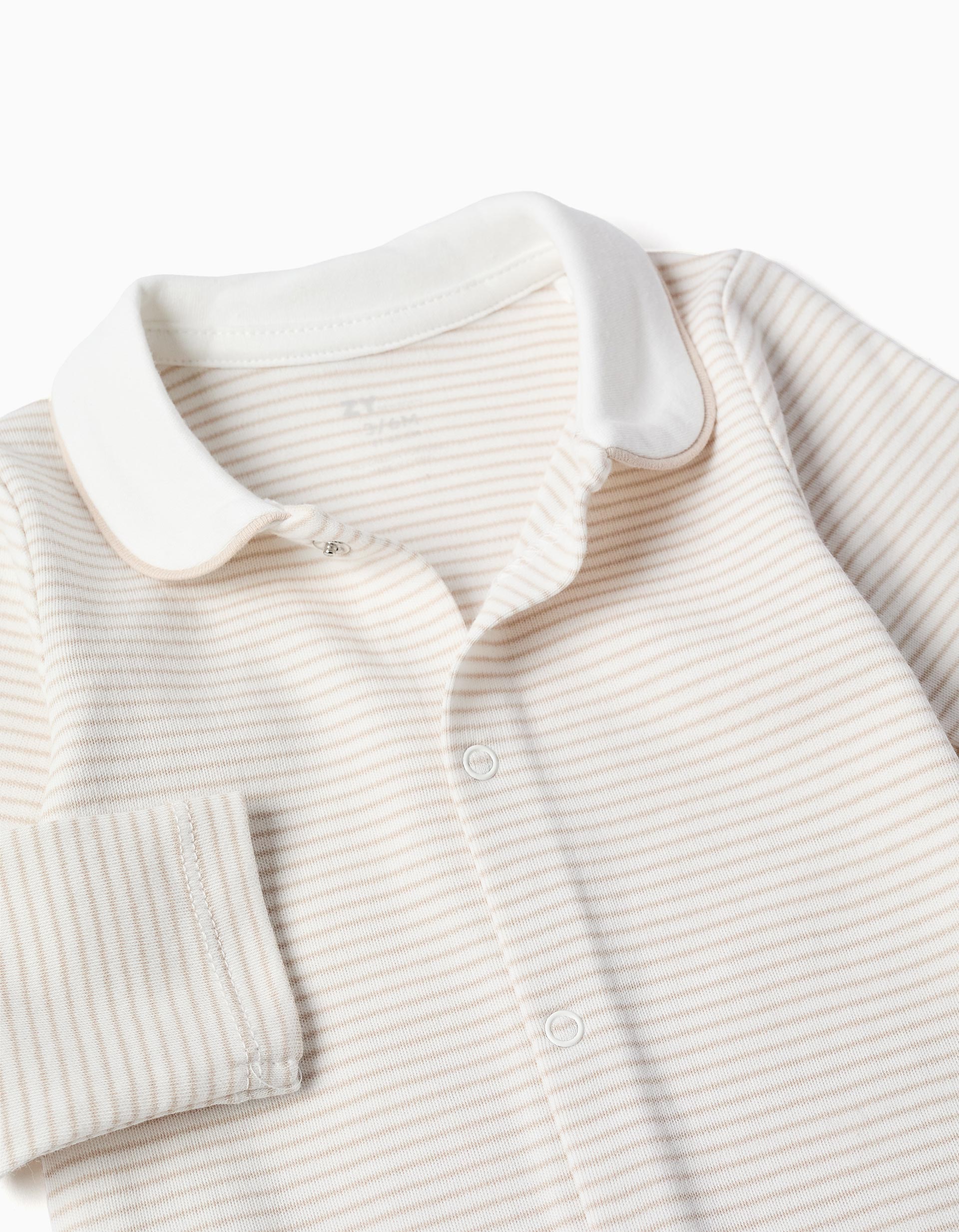 4-piece cotton set for newborns and babies, white/beige