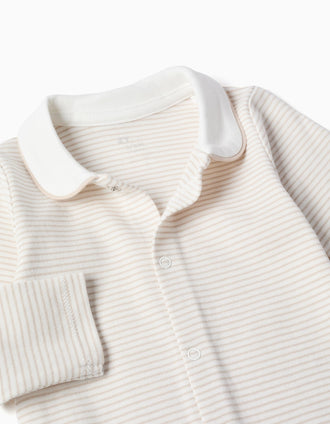 4-piece cotton set for newborns and babies, white/beige