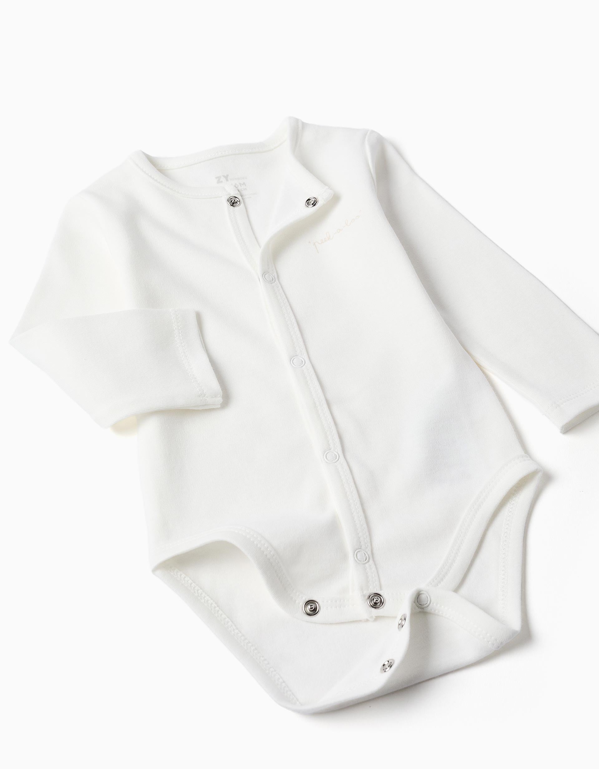 4-piece cotton set for newborns and babies, white/beige