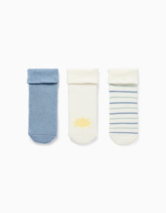 3 pares de calcetines con rizo para recién nacido y bebé, multicolor