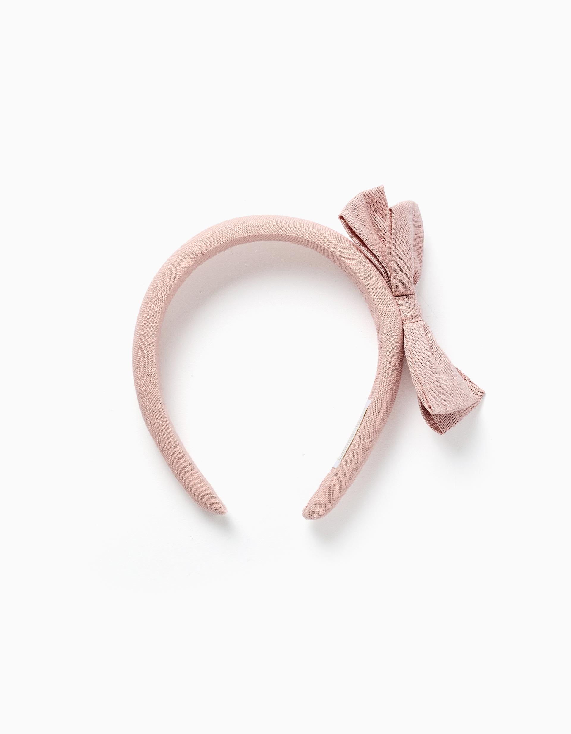 Diadema acolchada con lazo en la parte superior para niña, rosa claro