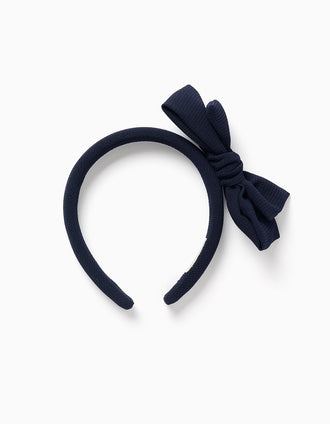 Bandolete acolchoada com laço decorativo para menina, azul-escuro