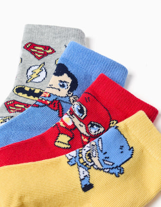 Pack of 4 socks with Super Friends for newborn and baby boys, multicolour