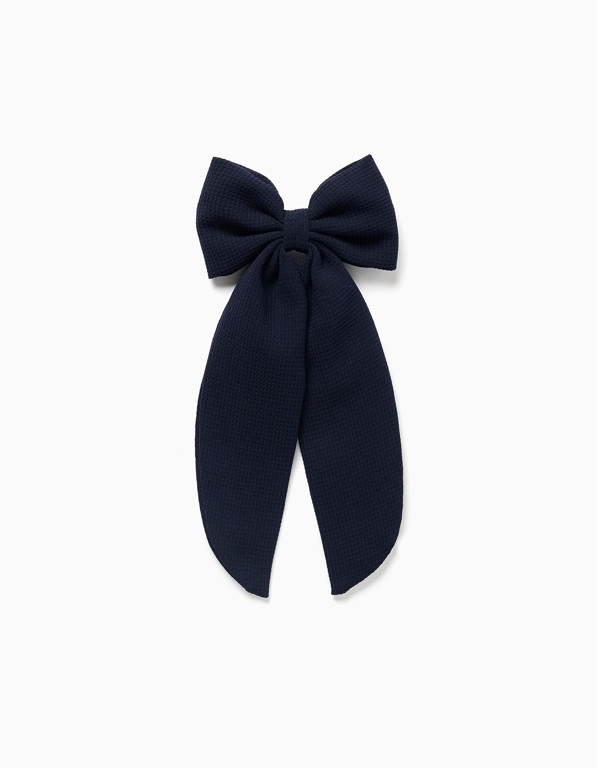 Barrette à cheveux avec grand nœud pour bébé et fille, bleu foncé